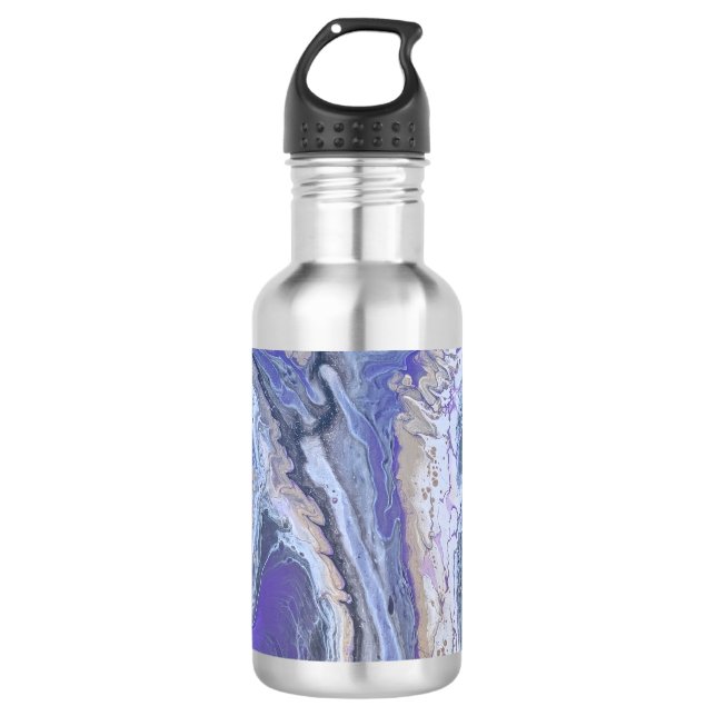 Abstract Purple & Gold Mineral Veins Water Bottle (Front)