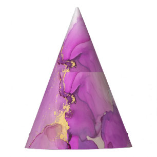 Abstract purple, gold: mixing acrylics. party hat