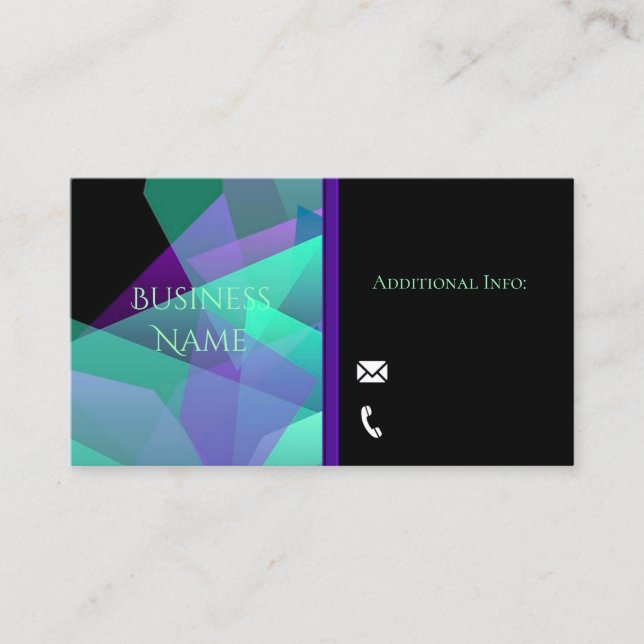 Abstract Purple & Green Business Card 3 (Front)