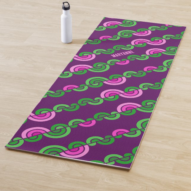 Abstract purple green flowers pattern yoga mat (In Situ)