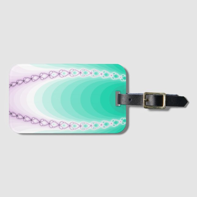 Abstract Purple Green Gradient Fractal Luggage Tag (Front Horizontal)