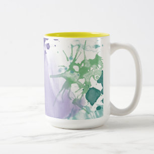 Abstract Purple Green Paint Two-Tone Coffee Mug