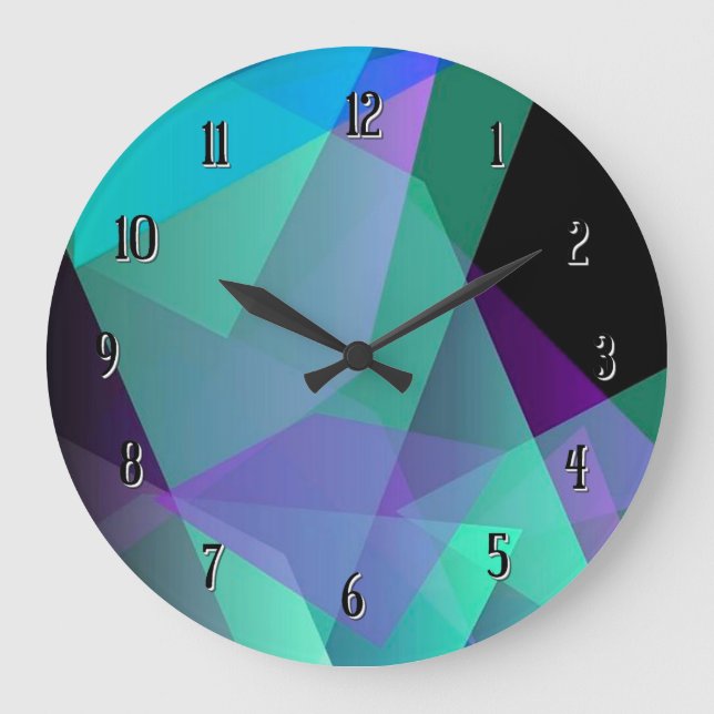 Abstract Purple & Green Round Wall Clock (Front)