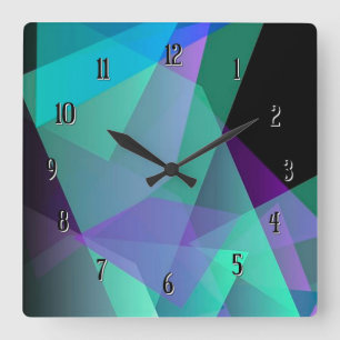 Abstract Purple & Green Square Wall Clock