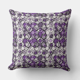 Abstract Purple, Grey and Black Circle Pattern Cushion