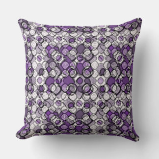 Abstract Purple, Grey and Black Circle Pattern Cushion