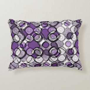 Abstract Purple, Grey and Black Circle Pattern Decorative Cushion