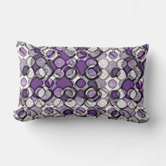 Abstract Purple, Grey and Black Circle Pattern Lumbar Cushion