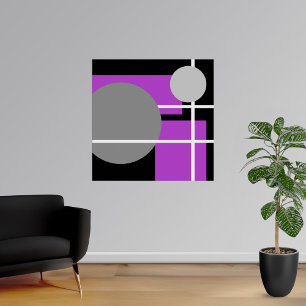 Abstract Purple Grey Black White Poster