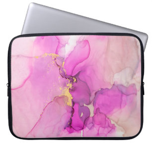 Abstract purple, lilac, pink, gold background, laptop sleeve