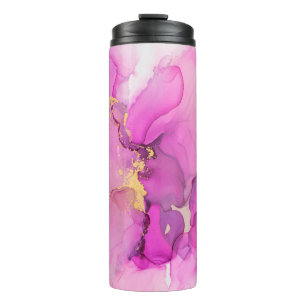 Abstract purple, lilac, pink, gold background, thermal tumbler