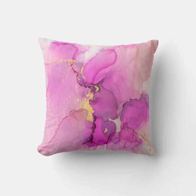 Abstract purple, lilac, pink, gold background, wal cushion (Front)