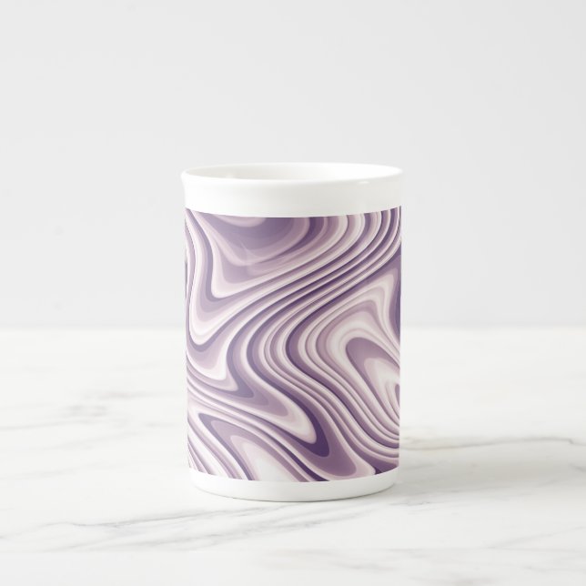 Abstract Purple Liquid Marble Bone China Mug (Front)