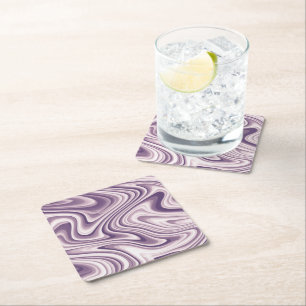 Abstract Purple Liquid Marble Square Paper Coaster