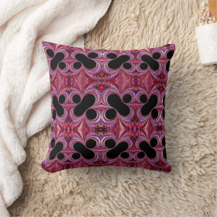 Abstract Purple Magenta Black Percent Sign Fractal Cushion
