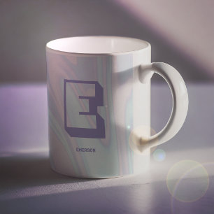 Abstract Purple Monogram Stylish Marble  Coffee Mug