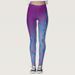 Abstract Purple Moon and Butterflies Leggings