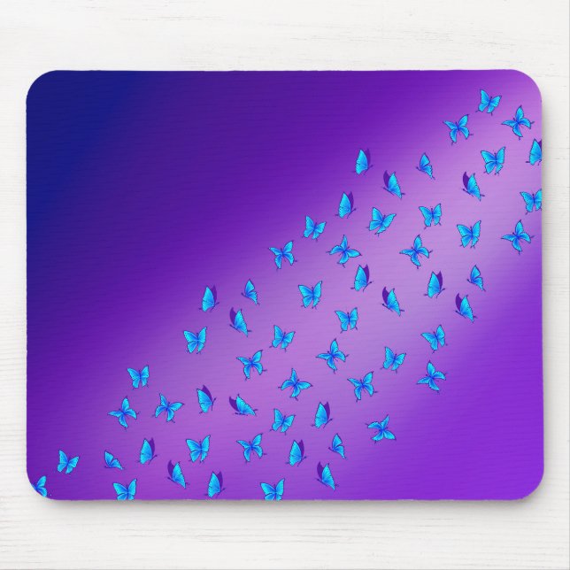 Abstract purple Moonbeams and Butterflies Mouse Mat (Front)