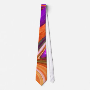 Abstract Purple N Orange Swirls Tie