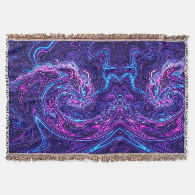 Abstract Purple Ocean Wave Blankets (Front)