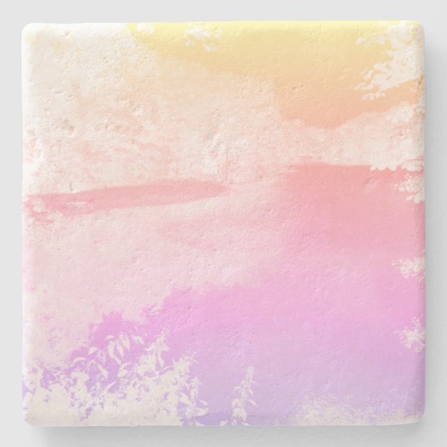 Abstract Purple, Orange, Yellow Stone Coaster (Front)