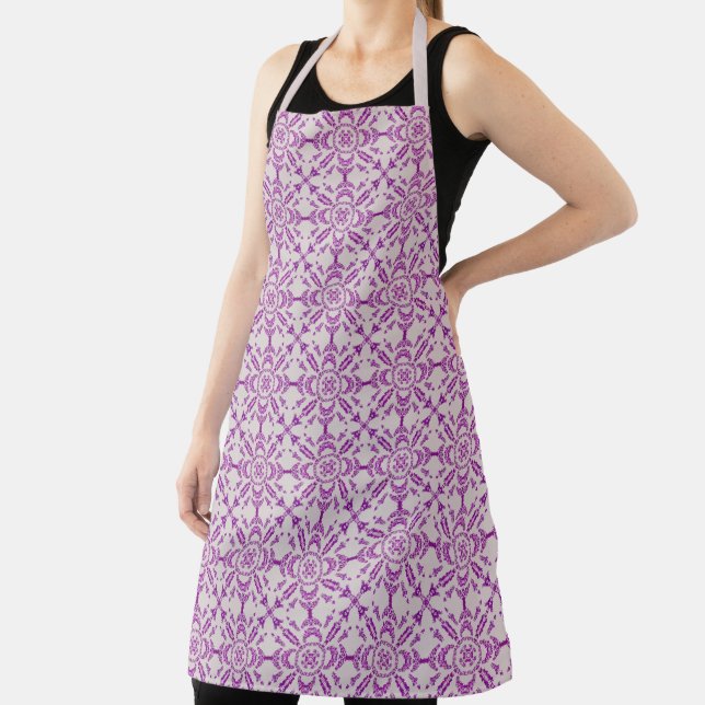 Abstract Purple Orchid Flower Design Pattern Art Apron (Insitu)