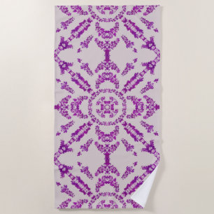 Abstract Purple Orchid Flower Design Pattern Art Beach Towel