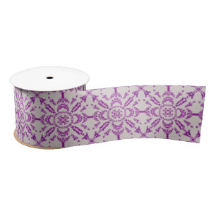Abstract Purple Orchid Flower Design Pattern Art Satin Ribbon