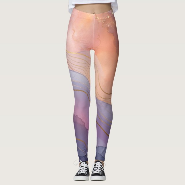 Abstract Purple Peach Leggings  (Front)