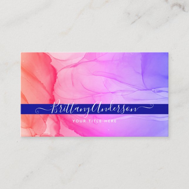 Abstract Purple Pink Original Art Custom Business Card (Front)