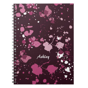 Abstract Purple Pink Paint Splatter Splash Drops Notebook