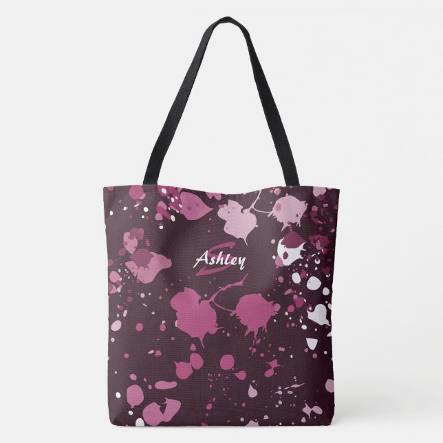 Abstract Purple Pink Paint Splatter Splash Drops  Tote Bag (Back)