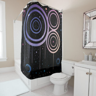 Abstract Purple & Pink Space Circles Design Shower Curtain