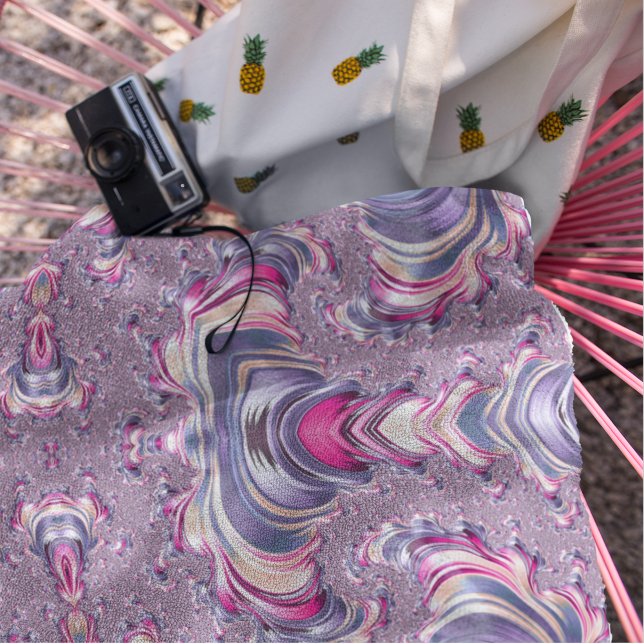 Abstract Purple Pink Spiral Fractal Symmetry Beach Towel (Creator Uploaded)