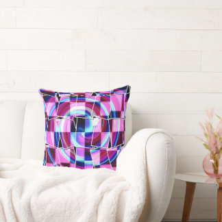 Abstract Purple Pink Squares Geometric Pattern Cushion