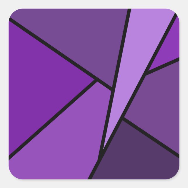 Abstract Purple Polygons Square Sticker (Front)