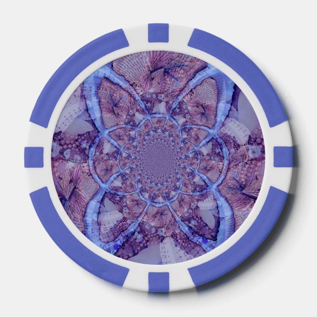 Abstract Purple Psychedelic Vibrant Boho Art Poker Chips (Front)