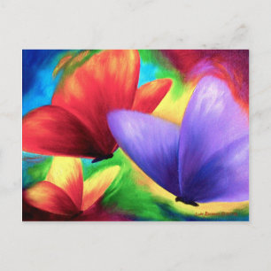Abstract Purple Red Yellow Butterfly Modern Art Postcard