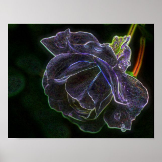 Abstract Purple Rose Fantasy Flower Art Poster (Front)