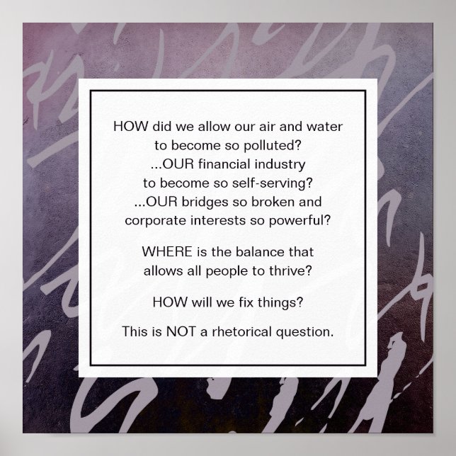 Abstract Purple Save Planet Earth Motivational Poster (Front)