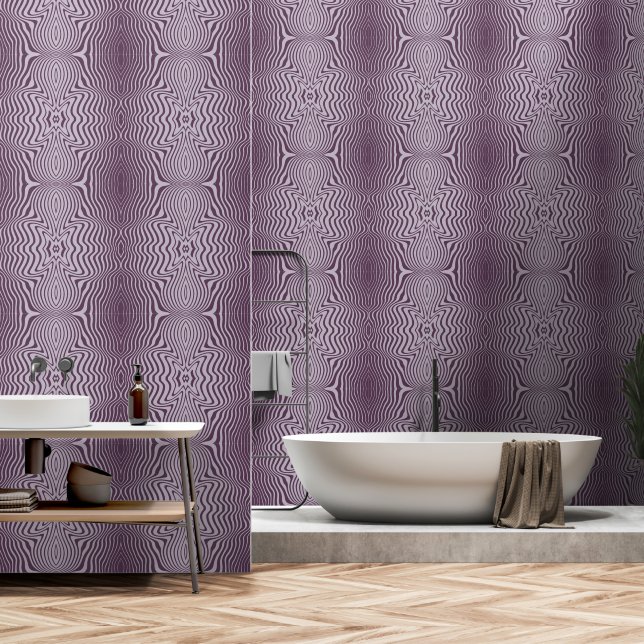 Abstract Purple Striped Pattern Wallpaper (Bathroom)