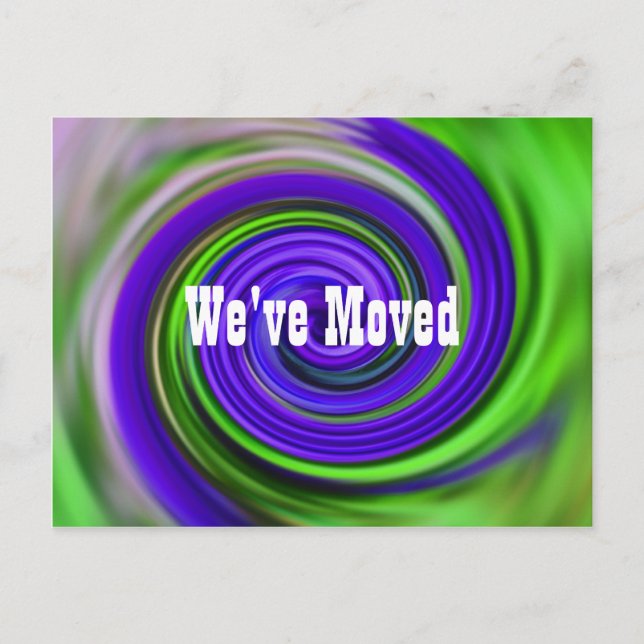 Abstract Purple Swirls New Address Announcement Postcard (Front)