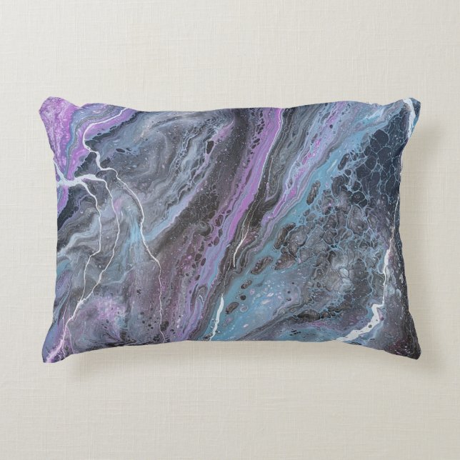 Abstract Purple & Teal Flow Decorative Cushion (Front)