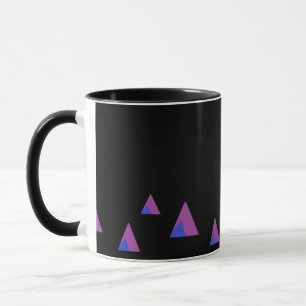 Abstract purple triangles on black mug