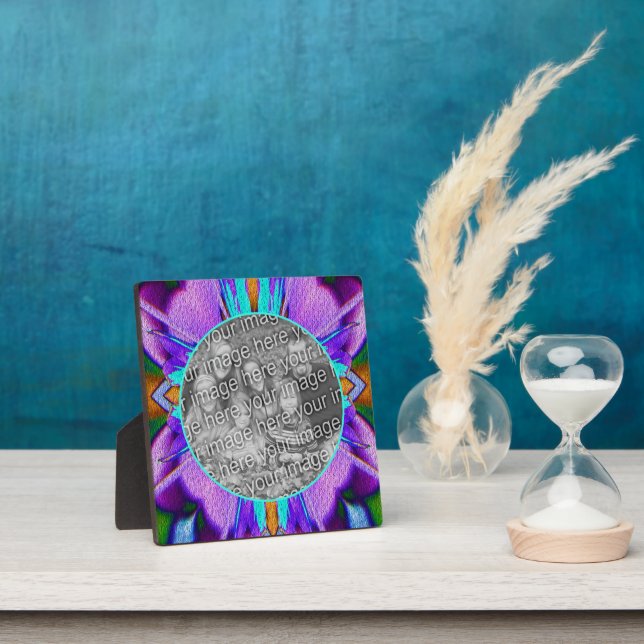 Abstract Purple Turquoise Add Your Own Photo Plaque (Insitu)