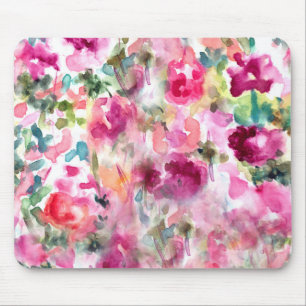 Abstract Purple Watercolor Floral Background Mouse Mat