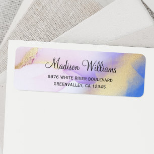 Abstract Purple Watercolor Gold Luxury Address