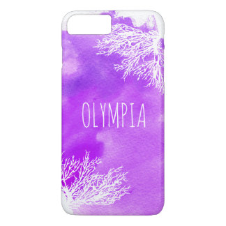 Abstract purple watercolor splash and white reef iPhone 8 plus/7 plus case