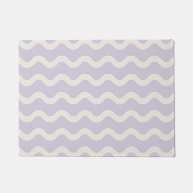 Abstract Purple Wavy Stripe Modern Spring Summer  Doormat (Front)