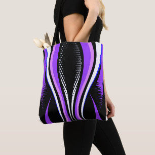 Abstract Purple White and Black Curve Tote Bag